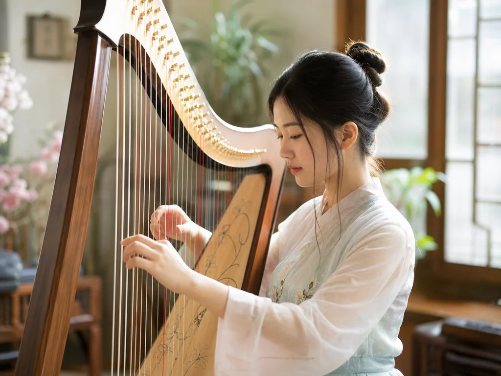 Konghou (Chinese Harp): Complete Overview, History and Learning Guide 5 Konghou player performing on the ancient Chinese harp