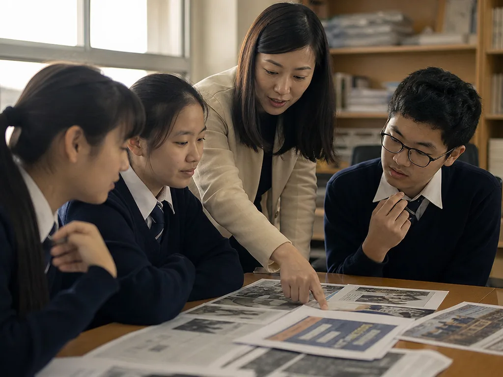 DSE公民與社會發展科課程範圍全攻略|三大主題十大課題、內地考察與單卷評核 DSE公民與社會發展科課程範圍:香港中學生與老師在課室一起閱讀新聞報道與數據圖表