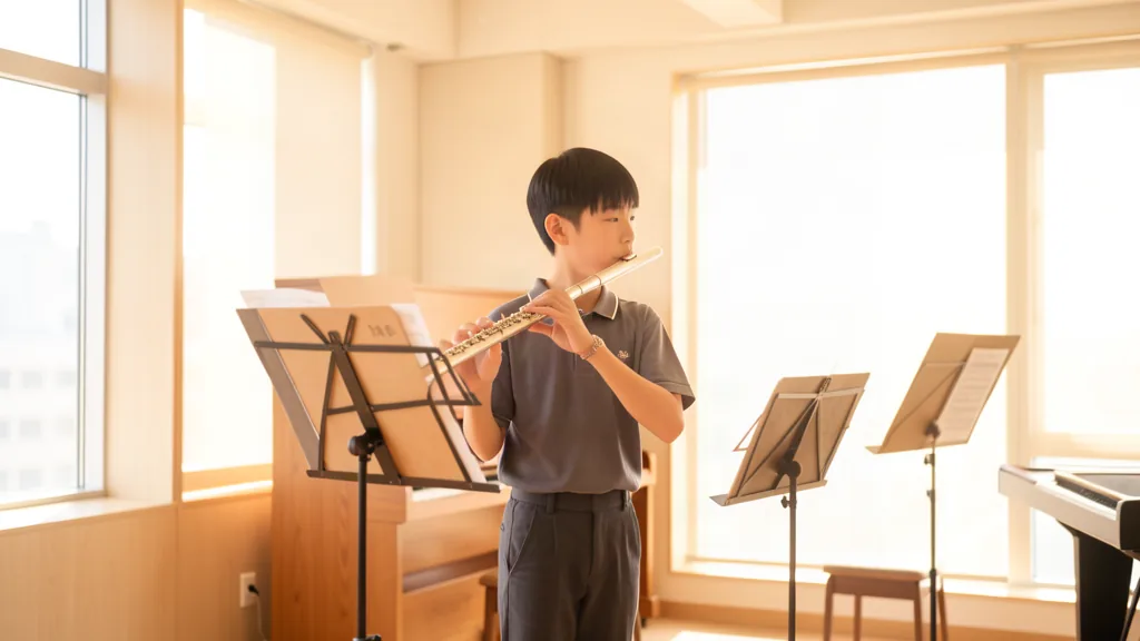 学生吹奏长笛