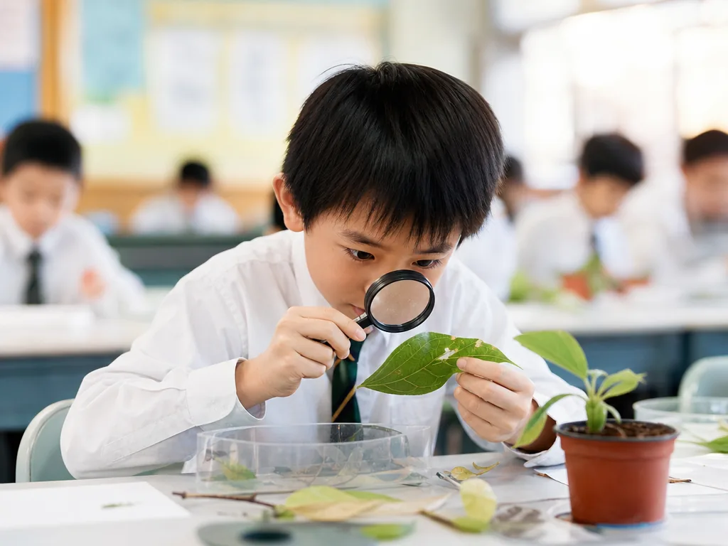 小學生用放大鏡做常識探究