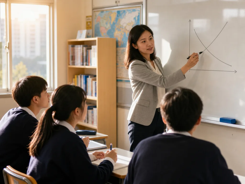 IB Economics Syllabus (HL & SL) – Complete Guide 5 IB Economics teacher drawing a supply and demand diagram on the whiteboard