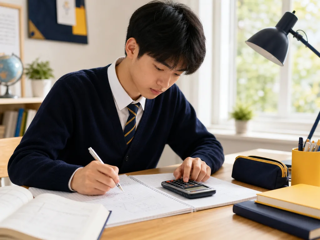学生做数学题