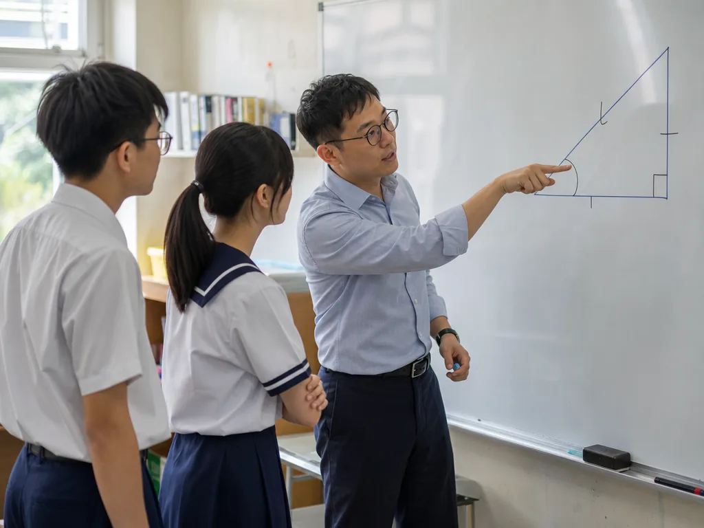 中三數學範圍全攻略 5 中三學生在課室白板前學習三角學