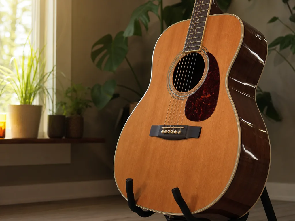 Acoustic Guitar: A Complete Guide to Its Origins, History and Greatest Players 6 Acoustic guitar in a practice setting