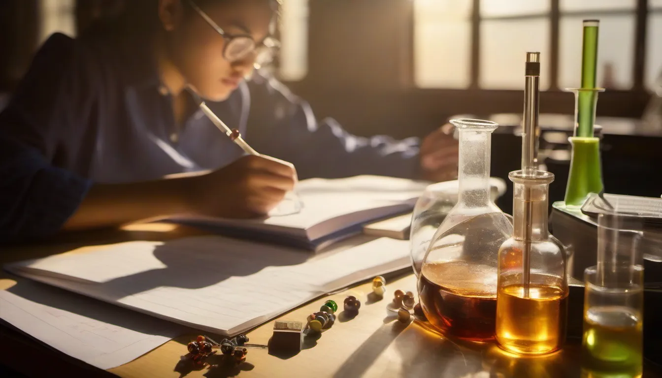 香港學生操卷 A-Level 化學 Paper 1，桌上有機分子模型與滴定管