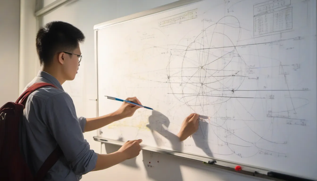A-Level 物理 (9702) 模擬卷(Paper 4):圓周運動、電磁、量子、原子物理 10 題附答案 3 香港學生研習進階物理,白板上有圓周運動與物理圖解
