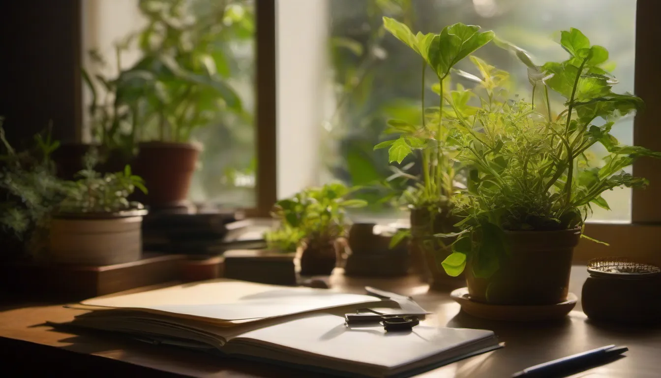 香港學生操卷 AP 環境科學，桌上有植物與生態筆記