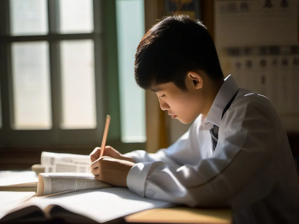 IB 中文 B 刷题方法+历年试题:Paper 1 写作与 Paper 2 阅读理解附模拟答案 3 香港学生刷题 IB 中文 B,桌上摊开中文报章文章,正在纸上写笔记