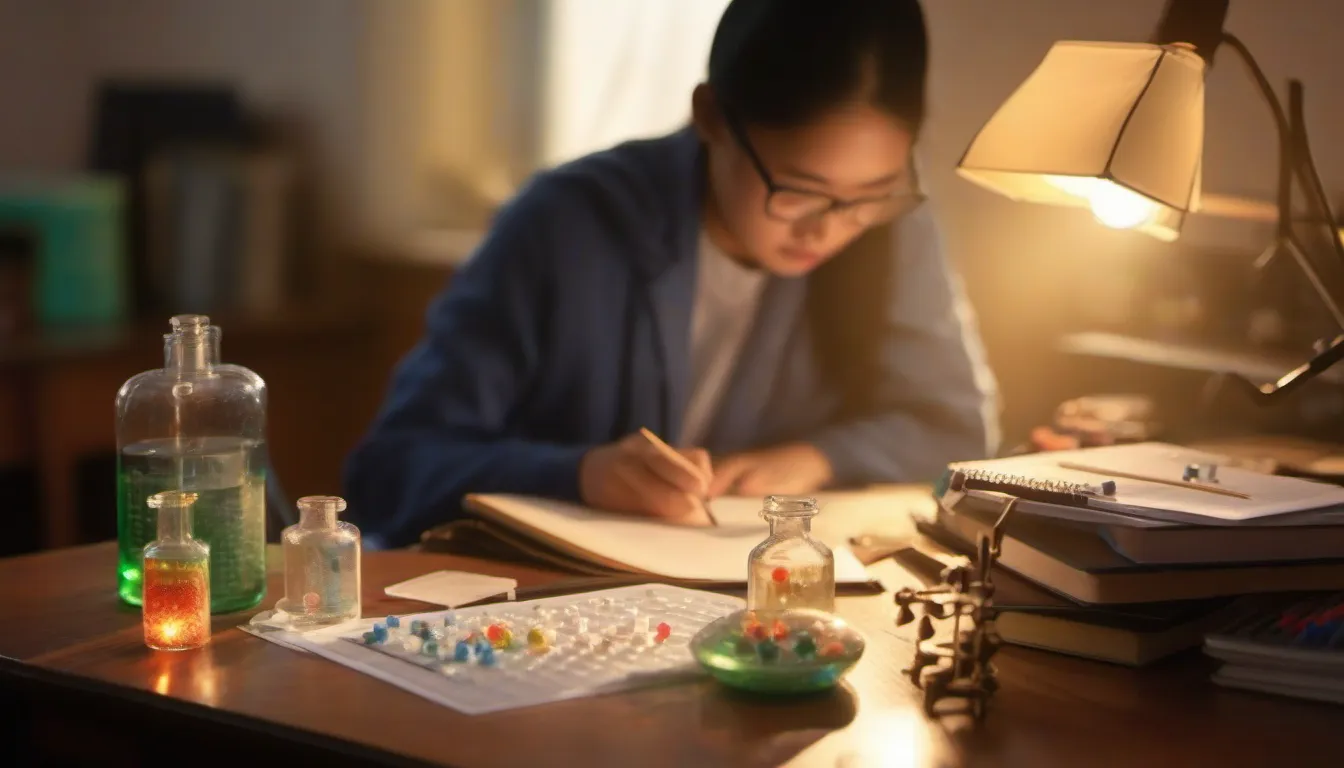 IGCSE Chemistry Past Papers & Drilling (Paper 2): Moles, Ionic Bonds, Electrolysis 3 Hong Kong student drilling IGCSE Chemistry Paper 2 with molecular models and periodic table
