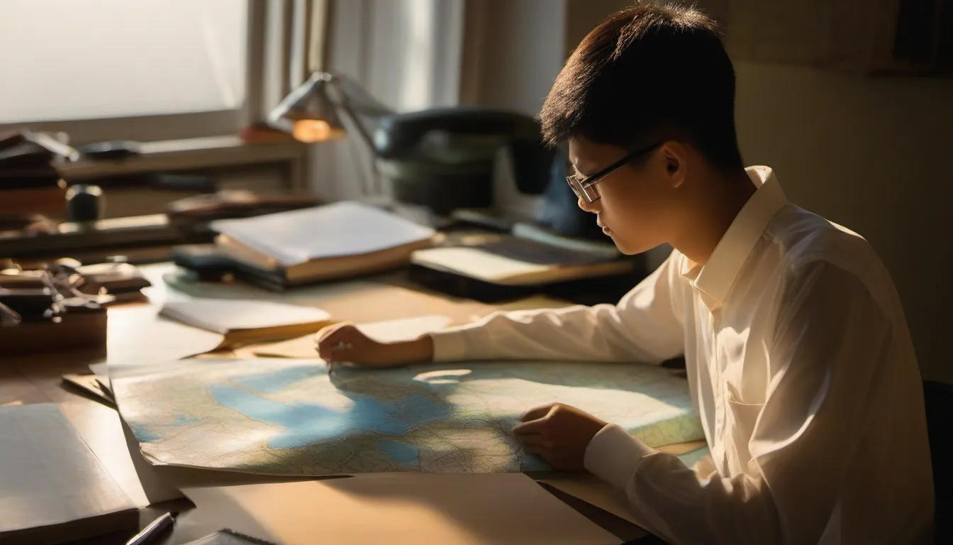 香港學生操卷 IGCSE 地理 Paper 1，桌上有岩石循環圖與地形圖