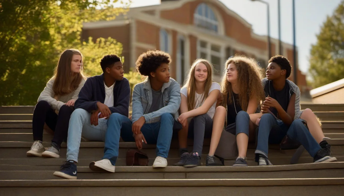 IGCSE Sociology Past Papers & Drilling (Paper 1): Research Methods and Identity 3 A group of secondary students talking on steps outside school after class